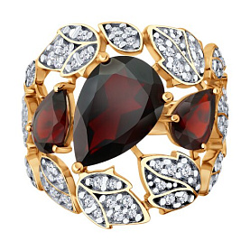 Кольцо Diamant - Серебро 925, Гранат, Фианит (арт. 93-310-00855-1)