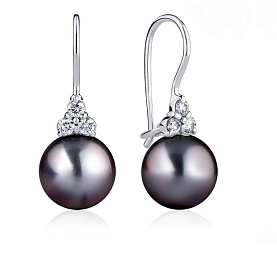 Серьги Platinum Lab. - Платина 950, Жемчуг культивированный, Бриллиант (арт. ПС-212Ч-02)