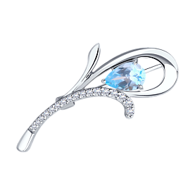 Брошь Diamant - Серебро 925, Топаз, Фианит (арт. 94-340-01049-1)
