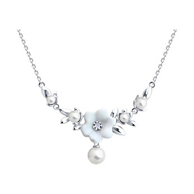 Колье SOKOLOV - Серебро 925, Жемчуг имитация, Жемчуг культивированный, Фианит (арт. 94071102)