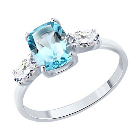 Кольцо SOKOLOV - Серебро 925, Топаз, Фианит (арт. 92014657)