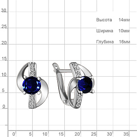 Серьги Аквамарин - Серебро 925, Синтетический сапфир , Фианит (арт. 42986Б.5)