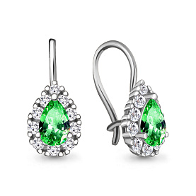 Серьги Аквамарин - Серебро 925, Стекло, Фианит (арт. 40968Г.5)