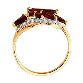 Кольцо SOKOLOV - Золото 585, Гранат, Фианит (арт. 714500)