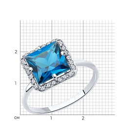 Кольцо SOKOLOV - Золото 585, Топаз лондон, Фианит (арт. 716609-3)