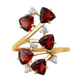 Кольцо SOKOLOV - Серебро 925, Гранат, Фианит (арт. 92014570)