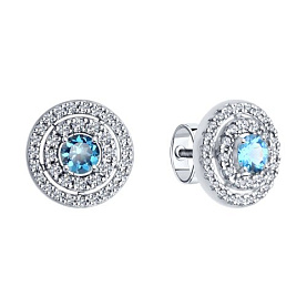 Серьги SOKOLOV - Золото 585, Топаз, Фианит (арт. 728867-3)