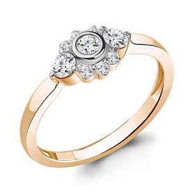 Кольцо Аквамарин - Серебро 925, Фианит (арт. 67474А.6)