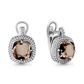 Серьги Аквамарин - Серебро 925, Кварц, Фианит (арт. 4442301А.5)