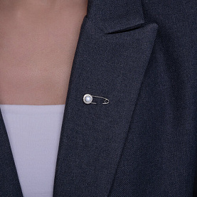 Булавка Diamant - Серебро 925, Жемчуг культивированный, Фианит (арт. 94-340-02641-1)