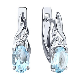 Серьги Diamant - Серебро 925, Топаз, Фианит (арт. 94-320-00177-1)