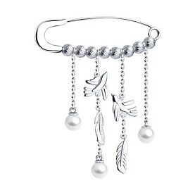 Булавка SOKOLOV - Серебро 925, Жемчуг имитация (арт. 94040134)