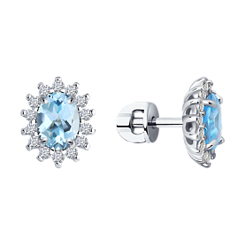 Серьги SOKOLOV - Серебро 925, Топаз, Фианит (арт. 92021168)