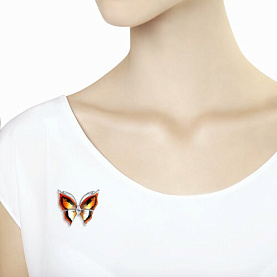 Брошь SOKOLOV - Серебро 925, Фианит, Эмаль (арт. 94040194)