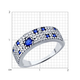 Кольцо SOKOLOV - Серебро 925, Синтетический сапфир , Фианит (арт. 88010078)