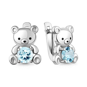 Серьги Аквамарин - Серебро 925, Топаз, Эмаль (арт. 45026602.5)