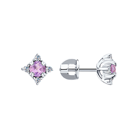 Серьги SOKOLOV - Серебро 925, Аметист, Фианит (арт. 92022405)