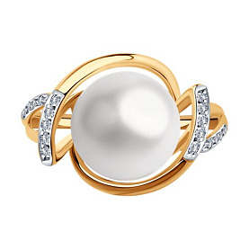 Кольцо SOKOLOV - Золото 585, Жемчуг культивированный, Фианит (арт. 791229)
