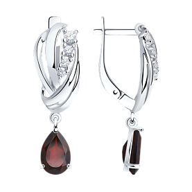 Серьги SOKOLOV - Серебро 925, Гранат, Фианит (арт. 92022258)