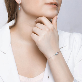 Серьги SOKOLOV - Серебро 925, Синтетический рубин, Фианит, Эмаль (арт. 94022984)