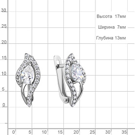 Серьги Аквамарин - Серебро 925, Фианит (арт. 400324А.5)