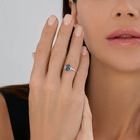 Кольцо SOKOLOV - Золото 585, Топаз лондон, Фианит (арт. 717184-3)