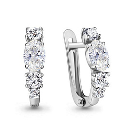 Серьги Аквамарин - Серебро 925, Фианит (арт. 49044А.5)