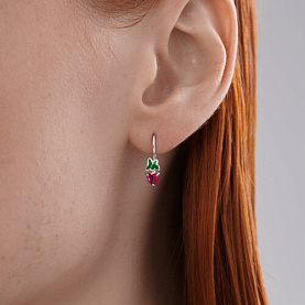 Серьги Diamant - Серебро 925, Синтетический рубин, Эмаль (арт. 94-120-02305-1)