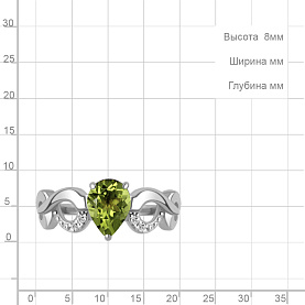 Кольцо Аквамарин - Серебро 925, Фианит, Хризолит (арт. 65007307А.5)