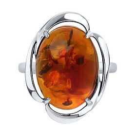 Кольцо SOKOLOV - Серебро 925, Янтарь пресс. (арт. 83010183)