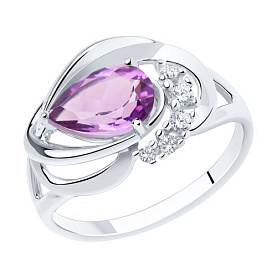 Кольцо SOKOLOV - Серебро 925, Аметист, Фианит (арт. 92011917)