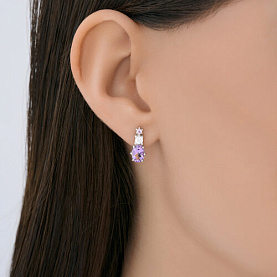 Серьги SOKOLOV - Серебро 925, Аметист, Фианит (арт. 92023231)
