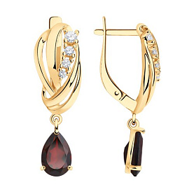 Серьги SOKOLOV - Серебро 925, Гранат, Фианит (арт. 92022532)