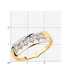 Кольцо SOKOLOV - Золото 375, Фианит (арт. 018132-4)