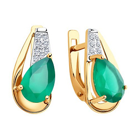 Серьги Diamant - Золото 585, Агат, Фианит (арт. 51-320-00149-1)