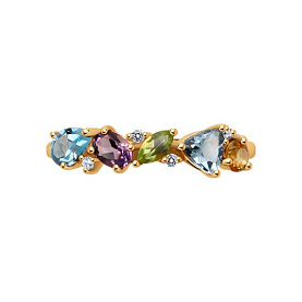 Кольцо Diamant - Золото 585, Аметист, Топаз, Фианит, Хризолит, Цитрин (арт. 51-310-02408-1)