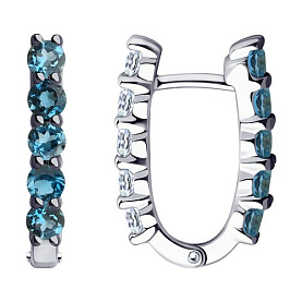 Серьги SOKOLOV - Серебро 925, Топаз лондон, Фианит (арт. 92022235)