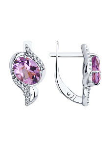 Серьги Diamant - Серебро 925, Аметист, Фианит (арт. 94-320-00185-3)