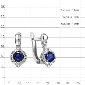 Серьги Аквамарин - Серебро 925, Синтетический сапфир , Фианит (арт. 49174АБ.5)