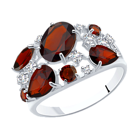 Кольцо SOKOLOV - Серебро 925, Гранат, Фианит (арт. 92010220)