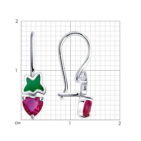 Серьги Diamant - Серебро 925, Синтетический рубин, Эмаль (арт. 94-120-02305-1)