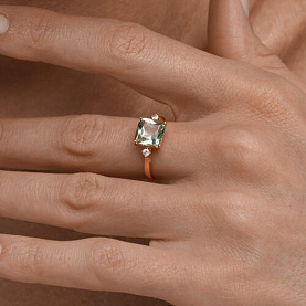 Кольцо SOKOLOV - Золото 585, Горный хрусталь, Празиолит (арт. 717389)