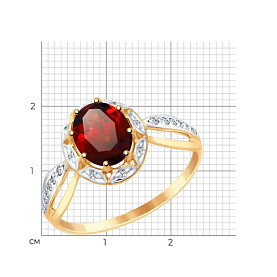 Кольцо SOKOLOV - Золото 375, Гранат, Фианит (арт. 37715033)