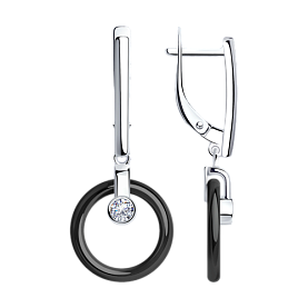 Серьги Diamant - Серебро 925, Керамика, Фианит (арт. 94-121-01276-1)