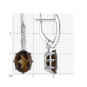Серьги Diamant - Серебро 925, Раухтопаз, Фианит (арт. 94-321-02054-4)