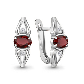 Серьги Аквамарин - Серебро 925, Гранат, Фианит (арт. 4737103А.5)