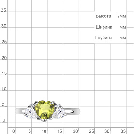 Кольцо Аквамарин - Серебро 925, Фианит, Хризолит (арт. 65037207А.5)