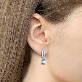 Серьги Аквамарин - Серебро 925, Топаз, Фианит (арт. 45017005А.5)