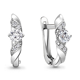 Серьги Аквамарин - Серебро 925, Фианит (арт. 48807А.5)