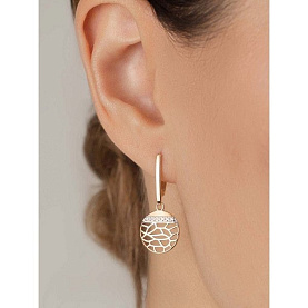 Серьги Атолл - Золото 585, Фианит (арт. 22091)